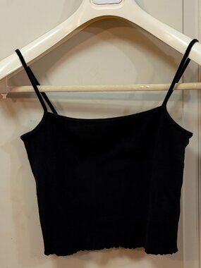 H & M Divided Women's Size M  95% Cotton/5% Elastane Spaghetti Crop Top. Black